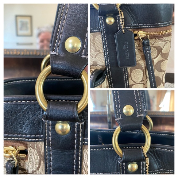 Coach Vintage Legacy 65th Anniversary Gigi turnlock tote bag,brown,black leather - Picture 9 of 16